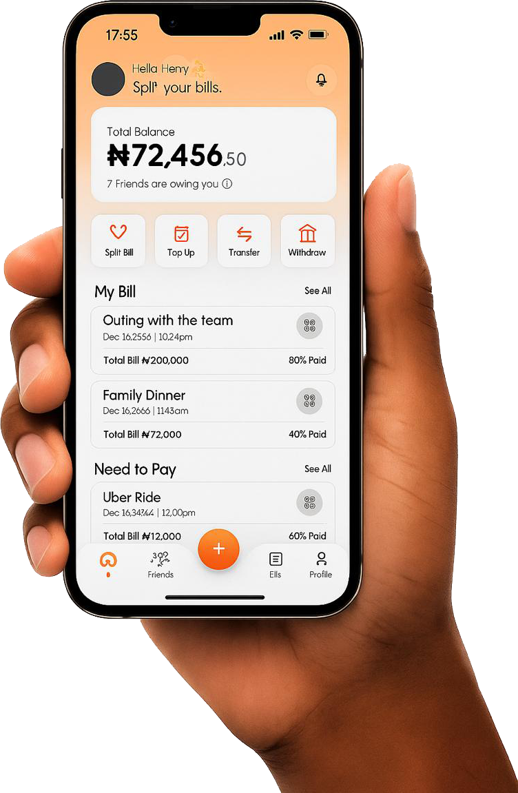 Person holding phone showing the Divyd app interface
